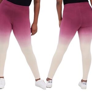 Torrid Women's NWT Dip Dye Red & Tan Full Length Mid Rise Premium Leggings 3X